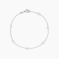 Minimalistisches S925 Sterlingsilber Armband mit fünf kleinen massiven Herzanhängern - 925er Silber / Weißgold