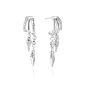 Orecchini multistrato in argento S925 con zirconi brillanti e pendenti a freccia - Argento 925 / Oro Bianco