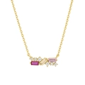Collana minimalista in argento S925 con pendente in zircone rosa tricolore e catena oro - Argento 925 / Oro 18K