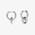 Orecchini a cerchio minimalisti in argento S925 con design a doppio anello da donna - Argento 925 / Oro Bianco