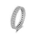 Elegante S925 sterling zilveren ring met glanzende diamanten en verfijnde milgrain randen - US 6 / Witgoud