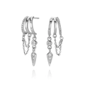 Pendientes de flecha en plata S925 con diamantes brillantes y diseño de triple aro - Plata 925 / Estilo C (Platino)