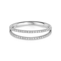 Elegant S925 sterling silver double-layer ring with pave-set pavé zircon accents - HK Size 13 (US Size 6) / White Gold