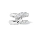 Anello incrociato in argento S925 con pavé di pietre di zirconia cubica scintillanti - Taglia HK 13 (Taglia US 6) / Oro Bianco