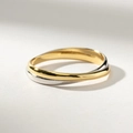 Anello a incrocio bicolore in argento sterling S925 con finitura lucida minimalista - US 6 / Oro 18K + Oro Bianco