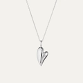 Minimalistische S925 Sterling Silber Herzkette mit elegantem flüssigem 3D-Design - 925er Silber / Weißgold