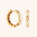 Elegant gold S925 silver hoop earrings with teardrop cubic zirconia in bezel setting - 925 Silver / 18K Gold