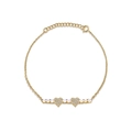 Elegante pulsera de plata S925 dorada con corazones de diamante y piedras de opale - Plata 925 / Oro de 18K