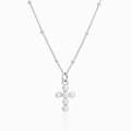 Minimalistische S925 zilveren ketting met een kruis hanger gemaakt van witte parels - 925 zilver / Witgoud