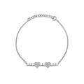 Pulsera de corazón minimalista de plata de ley S925 con dijes de circonita cúbica - Plata 925 / Oro Blanco