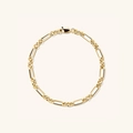 Pulsera de cadena Figaro en plata de ley S925 dorada pulida con cierre de mosquetón - Plata 925 / Oro de 18K