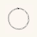 Pulsera de cadena Figaro de plata de ley S925 con cierre de langosta en fondo minimalista - Plata 925 / Oro Blanco