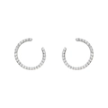 Elegant S925 sterling silver C-shaped hoop earrings with sparkling pave-set cubic zirconia - 925 Silver / White Gold