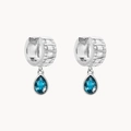 Orecchini a cerchio in argento S925 con pendenti a goccia blu e pavé di diamanti - Argento 925 / Oro Bianco