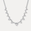 Elegante collar de plata S925 con 11 circonitas redondas graduadas en una fina forma de V - Plata 925 / Plateado