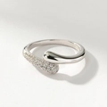 Ring aus S925 Sterlingsilber im Crossover-Design mit poliertem Glanz und Zirkonia - US 6 / Weißgold