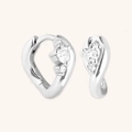 Eleganti orecchini a cerchio a cuore in argento sterling 925 con zirconi brillanti - Argento 925 / Oro Bianco