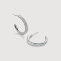Elegant S925 sterling silver C-shaped hoop earrings with pave-set sparkling zirconia stones - 925 Silver / White Gold