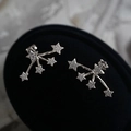 French style S925 sterling silver star crawler earrings with white cubic zirconia pavé - 925 Silver / White Gold