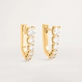 Eleganti orecchini a U in argento S925 dorato con cinque pietre di zirconia lucida - Argento 925 / Oro 18K