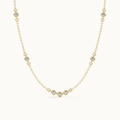Elegante collar de plata S925 con baño de oro 18K y siete circonitas redondas engastadas - Plata 925 / Oro de 18K