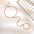 Gouden ringarmband met drie ronde kristallen en verstelbare karabijnsluiting - 18K Goud
