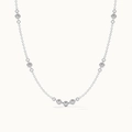 Collar minimalista de plata de ley 925 con circonitas redondas en engaste bisel - Plata 925 / Oro Blanco