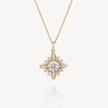 Sparkling vintage-style S925 sterling silver starburst necklace with premium diamonds - 925 Silver / 18K Gold