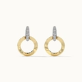 Eleganti orecchini a cerchio in oro con perno verticale tempestato di diamanti dal design - Argento 925 / Oro 18K