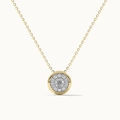 Elegante collar de plata S925 chapado en oro con colgante redondo de pavé circonitas - Plata 925 / Oro de 18K