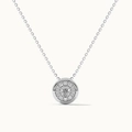 Collar clásico de plata de ley S925 con colgante de circón redondo en cadena fina - Plata 925 / Oro Blanco