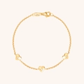Elegant gold-plated S925 sterling silver chain bracelet with delicate heart zircon charms - 925 Silver / 18K Gold