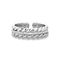 Verstelbare S925 sterling zilveren ring met gedraaid touwontwerp en fonkelende zirkonia - Maat 14 (Verstelbaar) / Witgoud