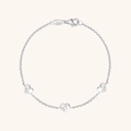 Minimalist S925 sterling silver heart bracelet with sparkling zircon stones and lobster clasp - 925 Silver / White Gold
