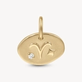 Goldener matter Widder-Sternzeichen-Anhänger mit funkelndem Zirkon-Akzent - 925er Silber / 18K Gold