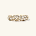 Luxurious wide band S925 silver ring with full pavé cubic zirconia in gold finish - HK Size 13 (US Size 6) / 18K Gold
