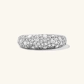 Sparkling S925 sterling silver wide band ring fully paved with shimmering cubic zirconia - HK Size 13 (US Size 6) / White Gold