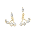 Elegante S925 Sterlingsilber vergoldete Ohrstecker mit Zirkonia-Steinen im Marquiseschliff - 925er Silber / Gold