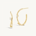 Elegante 18K Gold S925 Silber C-Creolen mit Zirkoniasteinen im Marquiseschliff - 18K Gold