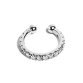 Manchette d'oreille en argent S925 avec design anneau ouvert et pavage de zircons blancs - Argent 925 / Or Blanc