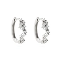 Elegantes pendientes huggie de plata de ley 925 con circonitas redondas y marquise - Plateado