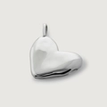 Ciondolo a cuore in argento sterling S925 lucido con finitura a specchio e gancio tondo - Argento 925 / Oro Bianco