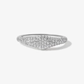 Elegant S925 sterling silver ring featuring pave set sparkling zircon stones in a modern design - US 6 / White Gold