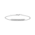 Pulsera minimalista de plata de ley S925 con un colgante rectangular de pavé de diamantes - Plata 925 / Oro Blanco