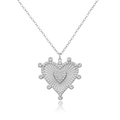 Collana in argento sterling S925 con pendente a cuore a strati e zirconi incastonati - Argento 925 / Oro Bianco
