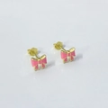 Pendientes de lazo en plata S925 con esmalte rosa y acabado en chapado de oro - Plata 925 / Oro Rosa
