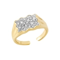Anillo dorado ondulado ajustable con micro pavé de circonitas para mujer - Talla 14 (Abierta Ajustable) / Oro de 18K