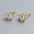 S925 sterling silver gold-plated leaf earrings featuring marquise-cut marquise zircon gems - 925 Silver / Gold