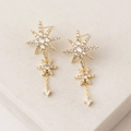 Orecchini a stella in argento S925 con placcatura in oro e cristalli di zircone - Argento 925 / Placcato Oro 18K (Con Chiusure in Argento)