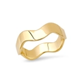 Anello largo ondulato a forma di S in oro 18 carats con design minimalista in metallo - US 8 / Oro 18K (Stile Liscio)